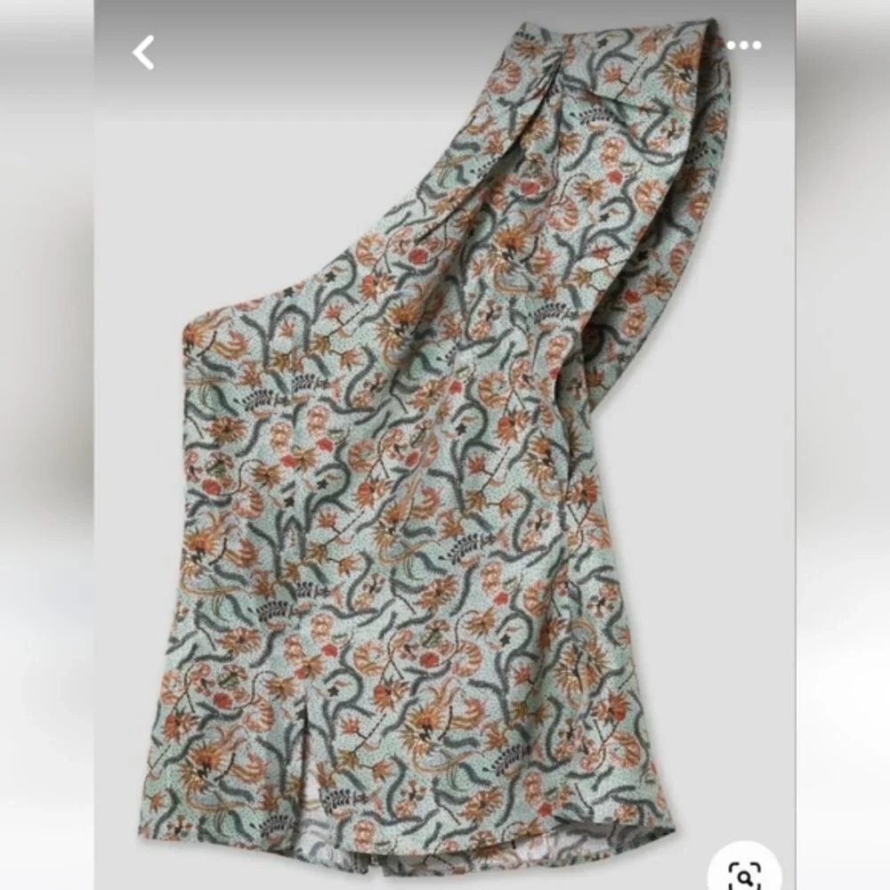 Isabel Marant one shoulder silk tank top blouse floral size 36 small XS